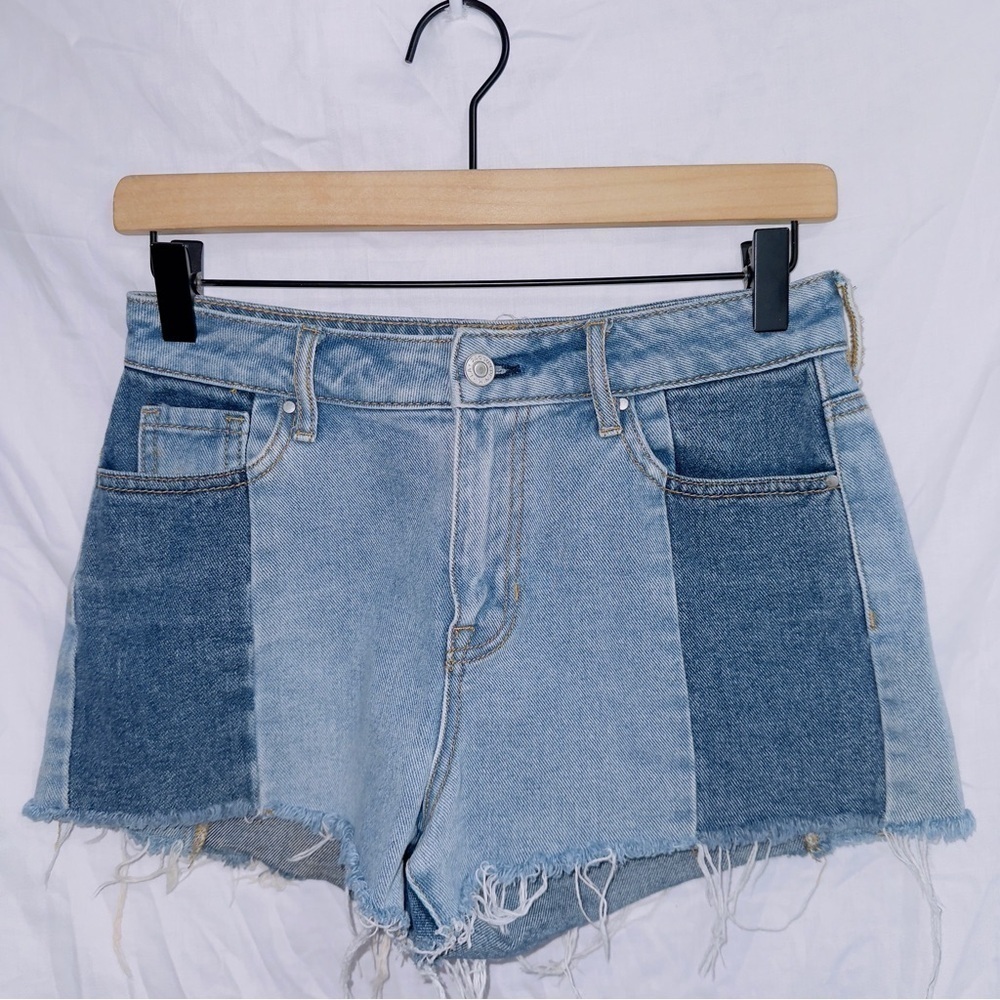 PacSun Two-Toned High Rise Frayed Hem Denim Shorts size 25